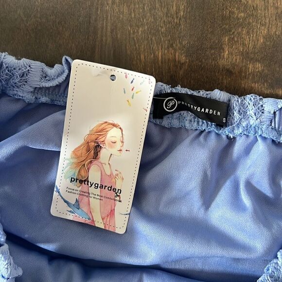 NWT PRETTYGARDEN Summer Off Shoulder Vintage Floral Lace Flare Short Sleeve Sm - Picture 11 of 12